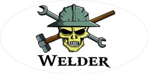 3 - welder skull hard hat/helmet stickers 1 1/2" x 3" h309