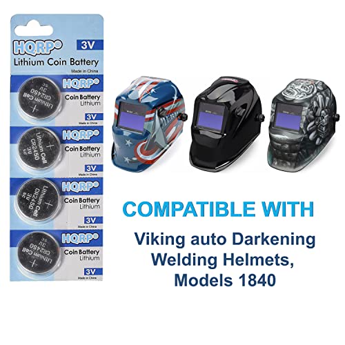 HQRP 4-Pack Lithium Battery Compatible with Viking auto Darkening Welding Helmets, Models 1840