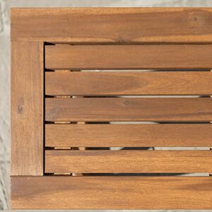 Walker Edison Roanoke Modern Solid Acacia Wood X Frame Outdoor Bench, 52 Inch, Brown