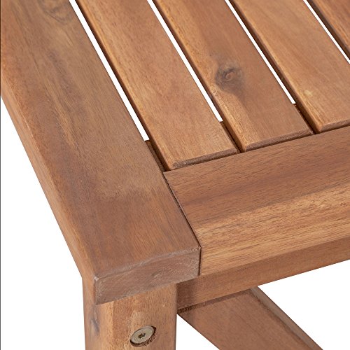 Walker Edison Roanoke Modern Solid Acacia Wood X Frame Outdoor Bench, 52 Inch, Brown