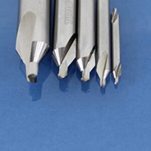 TEMO 5 pc Lathe Mill Combined Center Drill 60 Degree Countersink (Sizes 1# 2# 3# 4# 5#)