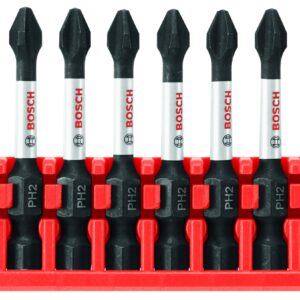 BOSCH CCSPH2208 8-Pack 2 In. Impact Tough Phillips P2 Power Bits with Clip for Custom Case System