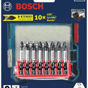 BOSCH CCSPH2208 8-Pack 2 In. Impact Tough Phillips P2 Power Bits with Clip for Custom Case System