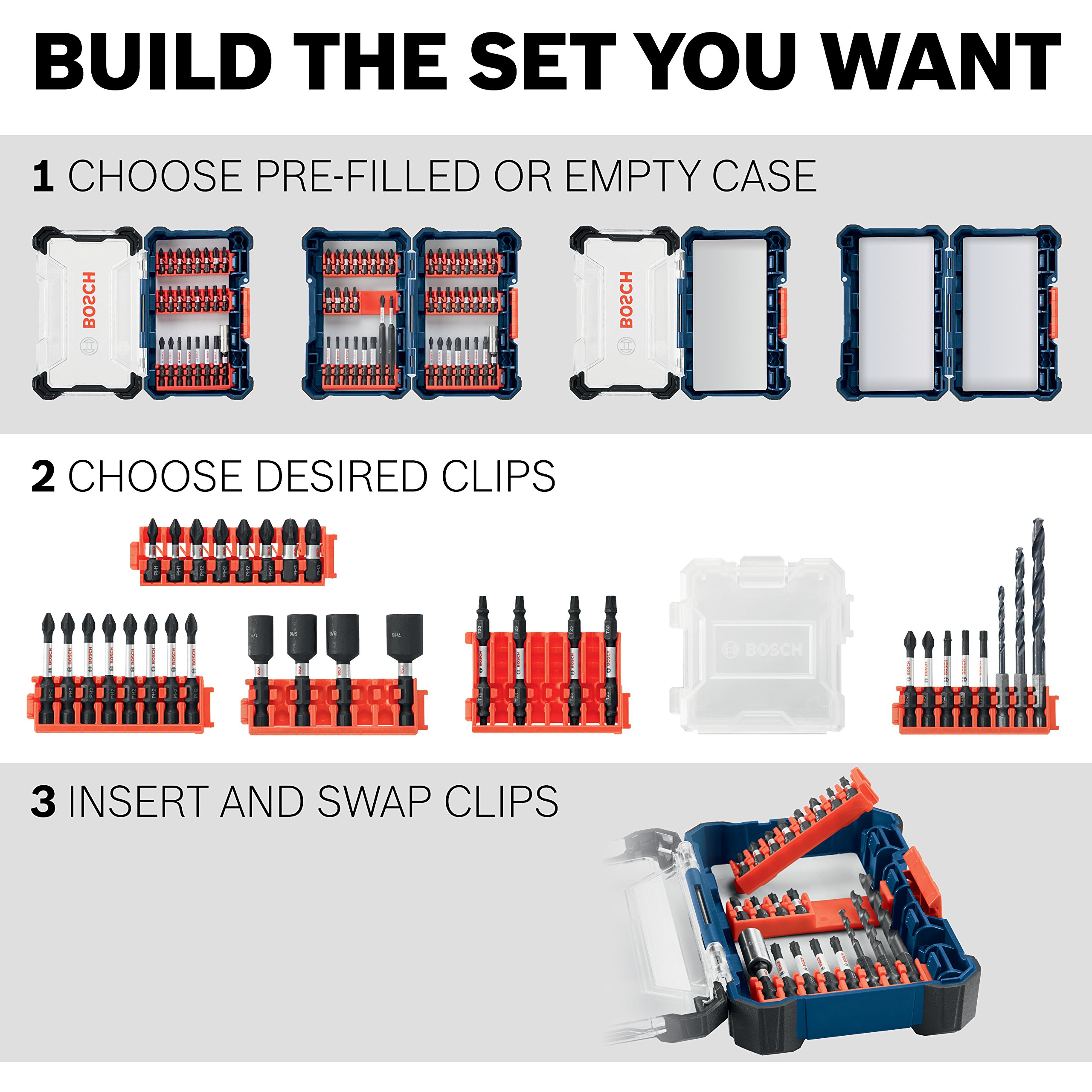 BOSCH CCSPHV208 8-Piece Assorted Set 2 In. Impact Tough Phillips Power Bits with Clip for Custom Case System