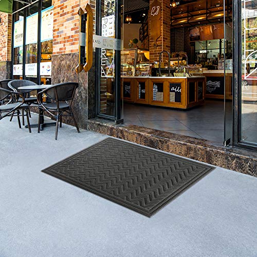 Mibao Welcome Mats Outdoor - Entryway Mat - Door Mats Outdoor, Outdoor Rubber Mats, Doormat Outdoor Indoor Entrance, Large Front Door Mat, Skid Resistant Durable, 24" x 36", Gray