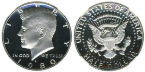 1980 s gem proof kennedy half dollar us coin 1/2 us mint dcam