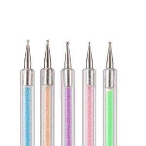 SMYTShop 5PCS Double-end Crystal Dotting Manicure Tools Painting Dot Pen Nail Art Paint Set Colorful (A)