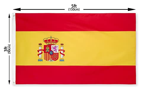 DANF Spain Flag 3ftx5ft Spainish National Flags Polyester with Brass Grommets 3x5 Foot Flag