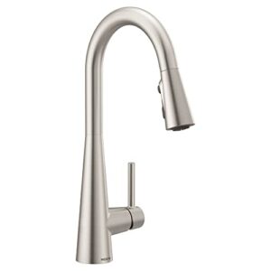moen sleek spot resist stainless one handle high-arc pulldown kitchen sink faucet with power boost for a faster clean, kitchen faucet with pull down sprayer for bar, rv, or commercial, 7864srs, x-large
