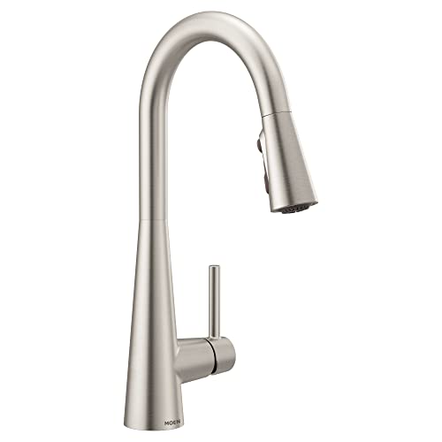 Moen Sleek Spot Resist Stainless One Handle High-Arc Pulldown Kitchen Sink Faucet with Power Boost for a Faster Clean, Kitchen Faucet with Pull Down Sprayer for Bar, RV, or Commercial, 7864SRS, X-Large