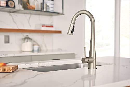 Moen Sleek Spot Resist Stainless One Handle High-Arc Pulldown Kitchen Sink Faucet with Power Boost for a Faster Clean, Kitchen Faucet with Pull Down Sprayer for Bar, RV, or Commercial, 7864SRS, X-Large