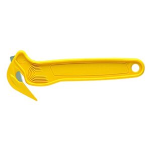 aviditi dfc-364 disposable film cutter, yellow, non-removable blade, easily cuts stretch wrap and packing tape, ideal for shipping and recieving, crafts and warehouse use, case of 25