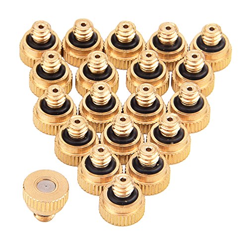 Sunmns 20 Pack Brass Misting Nozzles for Outdoor Cooling System and Dust Control, 0.012 Inch Hole (0.3 mm) 10/24 UNC