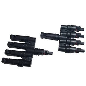 NUZAMAS New 1 Pair Solar Panel T Branch Connectors Cable Coupler Combiner - 1 Male to 4 Female(M/4F) and 1 Female to 4 Male(F/4M)