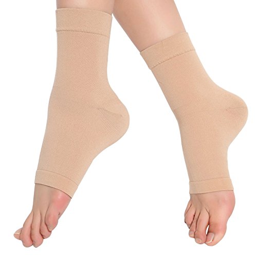 SPOTBRACE Medical Compression Breathable Ankle Brace,Pain Relief Ankle Sleeve Elastic Thin Ankle Support for Unisex Ankle Swelling, Achilles Tendonitis, Plantar Fasciitis and Sprained - Nude,1 Pair M