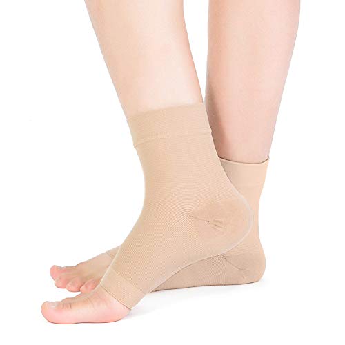 SPOTBRACE Medical Compression Breathable Ankle Brace,Pain Relief Ankle Sleeve Elastic Thin Ankle Support for Unisex Ankle Swelling, Achilles Tendonitis, Plantar Fasciitis and Sprained - Nude,1 Pair M