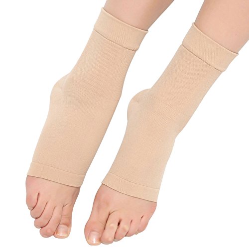 SPOTBRACE Medical Compression Breathable Ankle Brace,Pain Relief Ankle Sleeve Elastic Thin Ankle Support for Unisex Ankle Swelling, Achilles Tendonitis, Plantar Fasciitis and Sprained - Nude,1 Pair M