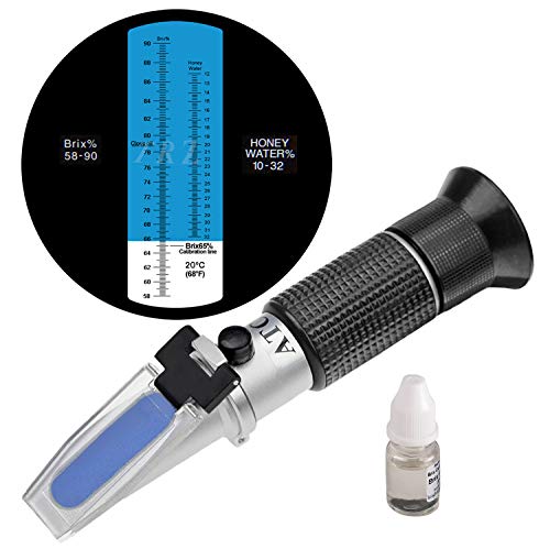 TRZ Refractometer Honey 10-32% Water Honey 58-90% Brix Sugar Baume for Beekeeping, Honey, Condensed Milk, Sugar Syrup, Fruit jam, Hamh Optics&Tools