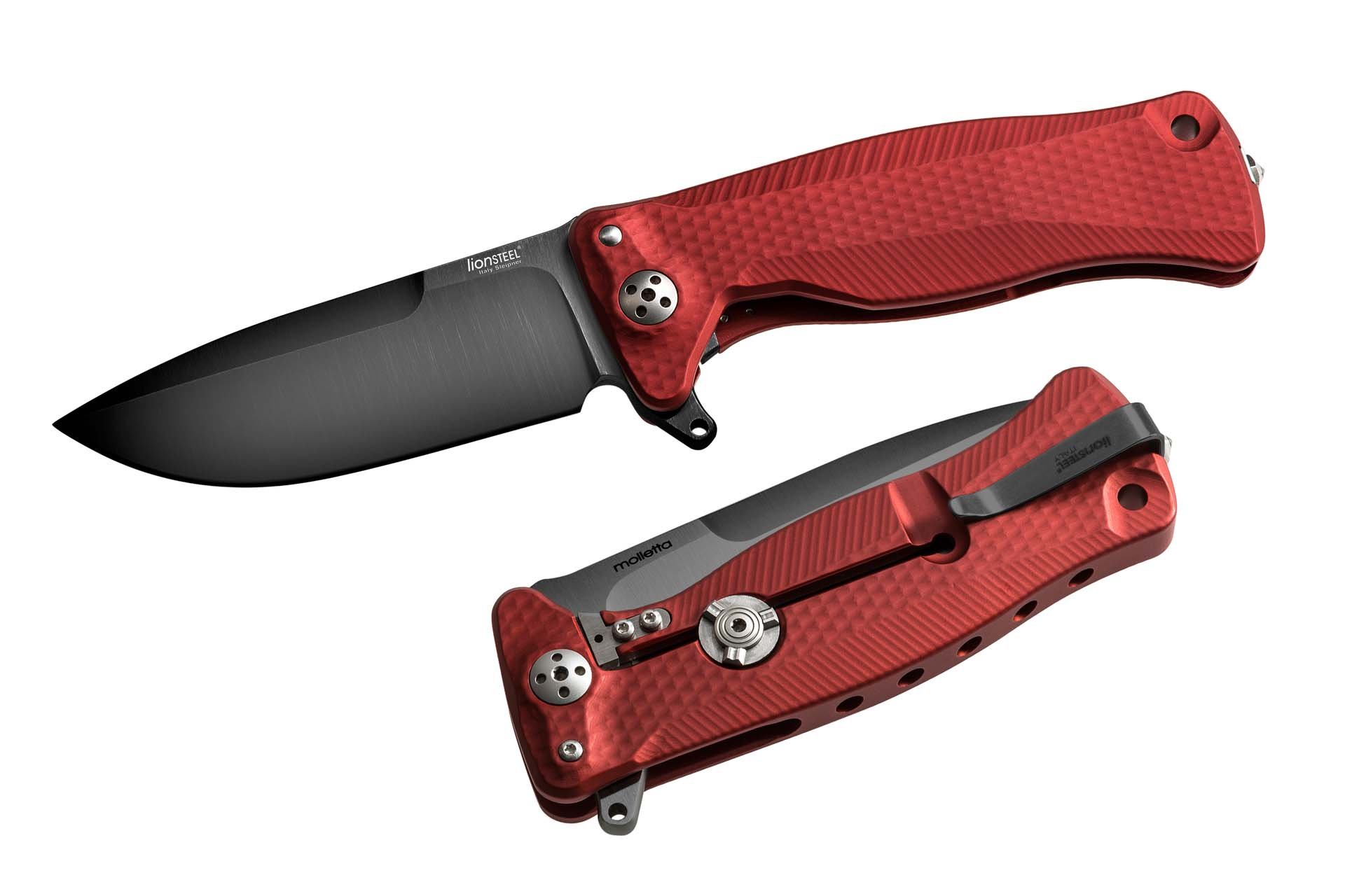 Lionsteel SR11A-RB Red Aluminium Handles with Black Blade