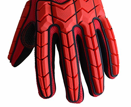 HANDLANDY Anti Vibration Gloves, SBR Padding, TPR Protector Impact Gloves, Men Mechanic Work Gloves (Large)