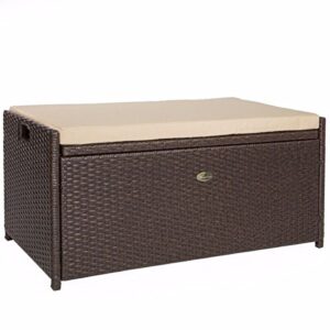 barton deck box w/seat cushion 60 gallon outdoor patio storage bench shed cabinet container furniture pools yard tools porch backyard