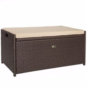 Barton Deck Box w/Seat Cushion 60 Gallon Outdoor Patio Storage Bench Shed Cabinet Container Furniture Pools Yard Tools Porch Backyard