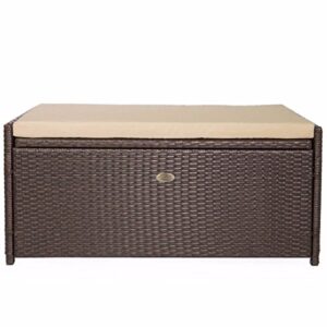 Barton Deck Box w/Seat Cushion 60 Gallon Outdoor Patio Storage Bench Shed Cabinet Container Furniture Pools Yard Tools Porch Backyard