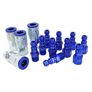 milton coupler & plug kit - (t-style, blue) - 1/4" npt, (14-piece) - s-314tkit