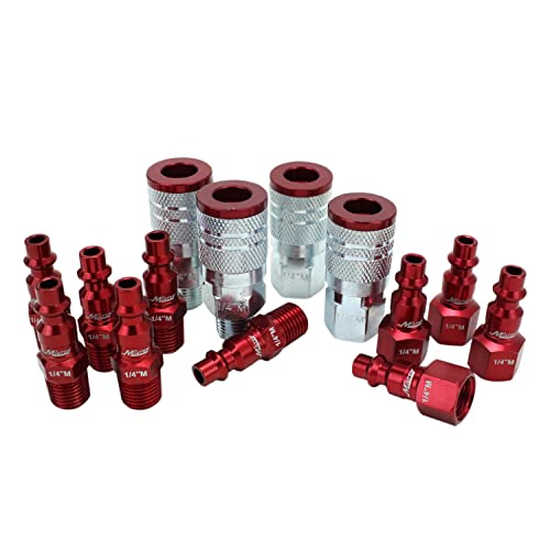 Milton S-314MKIT ColorFit Coupler & Plug Kit - (M-Style, Red) - 1/4" NPT, (14-Piece)