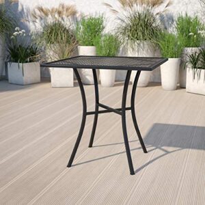 flash furniture oia commercial grade 28" square black indoor-outdoor steel patio table