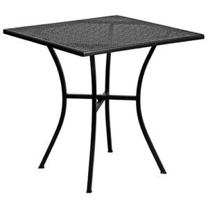 Flash Furniture Oia Commercial Grade 28" Square Black Indoor-Outdoor Steel Patio Table