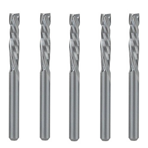 HOZLY 1/8 Inch Shank Carbide End Mills Up & Down Cut CNC Spiral Router Bits 2 Flutes Milling Cutter Compression Router Bit for Engraving Milling Woodworking Pack of 5