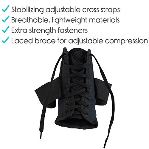 Vive Lace Up Ankle Brace - Men, Women Foot Support Stabilizer Compression Sleeve - Sprained Adjustable Leg Splint - Sprain Rolled Immobilizer Wrap Guard for Running, Volleyball, Basketball, Soccer (S)