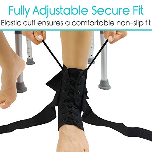 Vive Lace Up Ankle Brace - Men, Women Foot Support Stabilizer Compression Sleeve - Sprained Adjustable Leg Splint - Sprain Rolled Immobilizer Wrap Guard for Running, Volleyball, Basketball, Soccer (S)