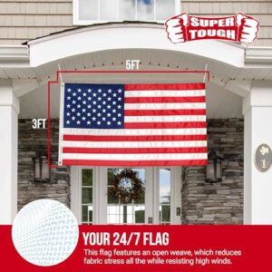 3ft x 5ft Super Tough Sewn Heavy Duty Polyester - Embroidered Stars - American Flag