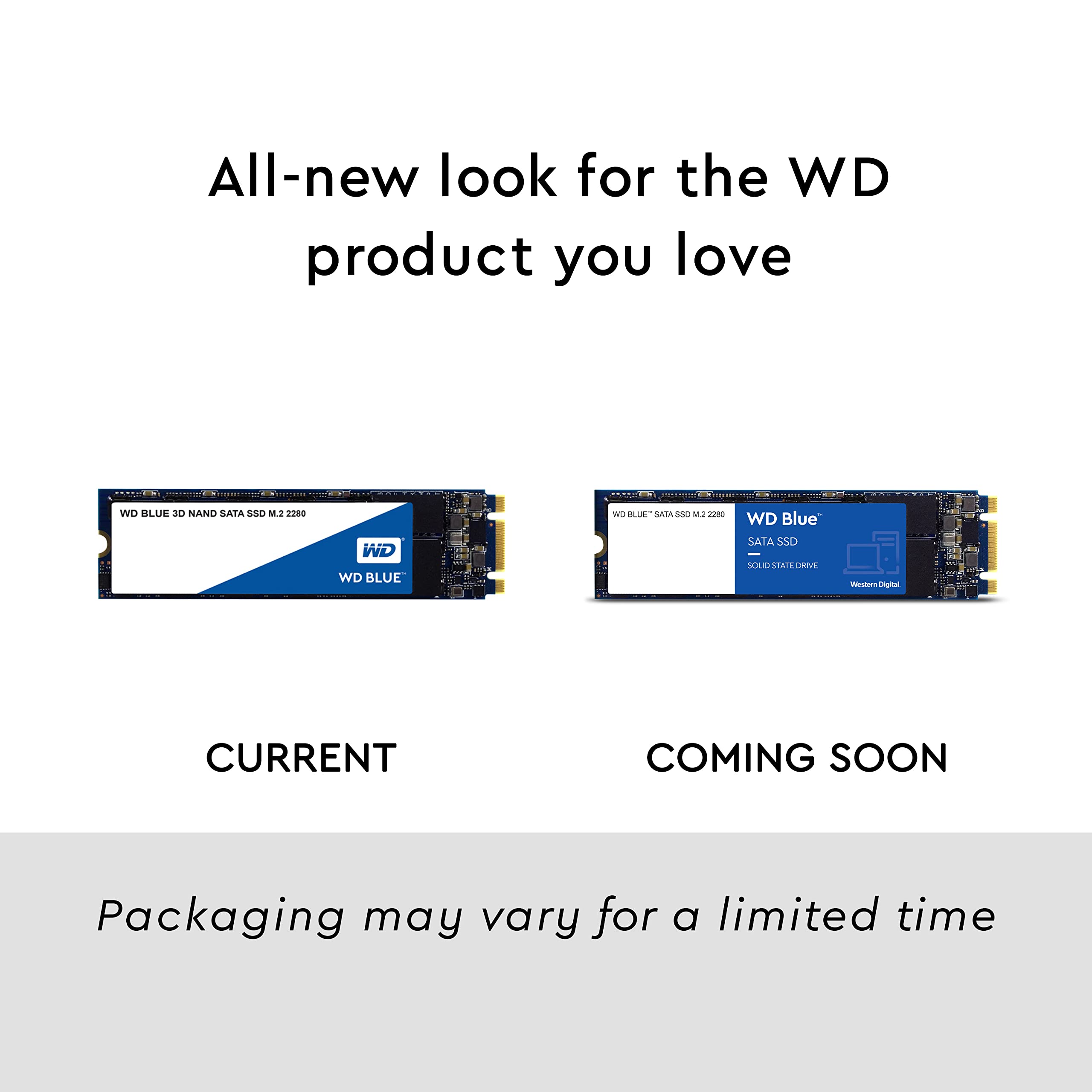 Western Digital 2TB WD Blue 3D NAND Internal PC SSD - SATA III 6 Gb/s, M.2 2280, Up to 560 MB/s - WDS200T2B0B