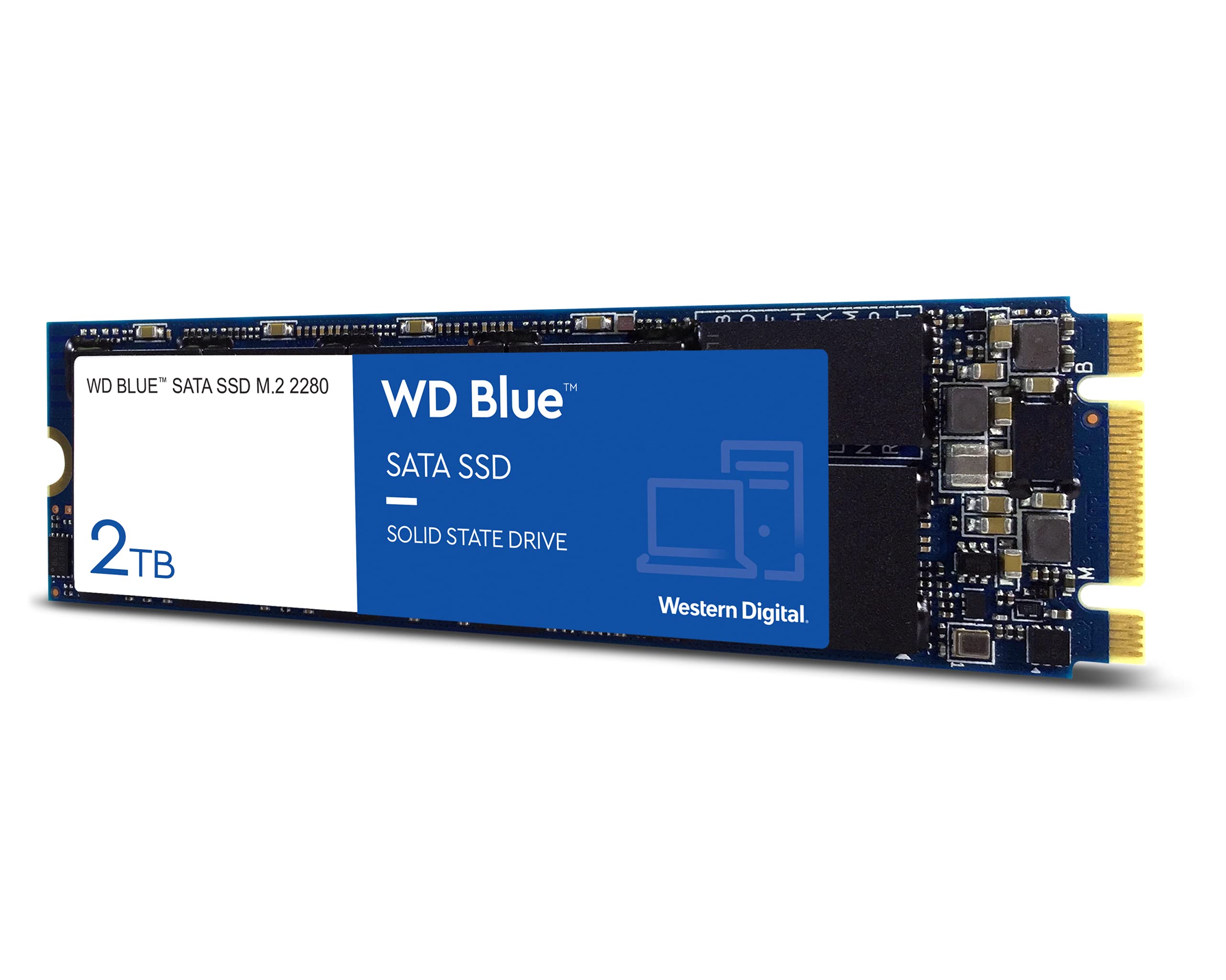 Western Digital 2TB WD Blue 3D NAND Internal PC SSD - SATA III 6 Gb/s, M.2 2280, Up to 560 MB/s - WDS200T2B0B