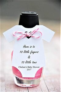 10 tags ~ tag only ~ here is to 10 little fingers & 10 little toes ~ baby shower ~ nail polish thank you ~ onesie gift tags ~ 2"
