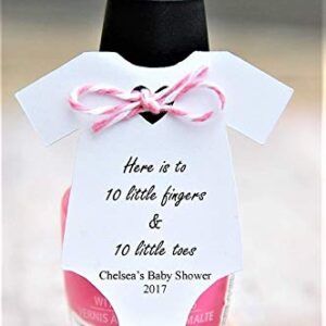 10 tags ~ Tag Only ~ Here is to 10 little fingers & 10 little toes ~ baby shower ~ nail polish thank you ~ onesie gift tags ~ 2"