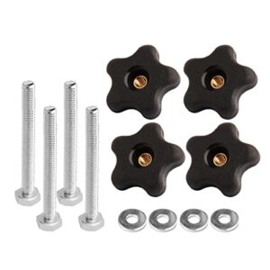 powertec 71070 t track knob kit w/ 5 star knob, 1/4-20 threaded bolts and washers, 12 piece set, t track bolts, t track accessories for woodworking jigs and fixtures
