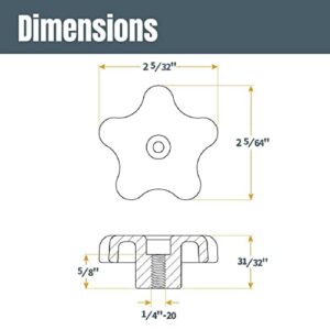 POWERTEC 71070 T Track Knob Kit w/ 5 Star Knob, 1/4-20 Threaded Bolts and Washers, 12 Piece Set, T Track Bolts, T Track Accessories for Woodworking Jigs and Fixtures