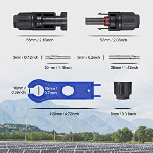 BougeRV 12 PCS Solar Connectors with Spanners Solar Panel Cable Connectors 6 Pairs Male/Female(10AWG)