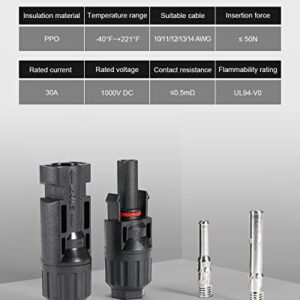 BougeRV 12 PCS Solar Connectors with Spanners Solar Panel Cable Connectors 6 Pairs Male/Female(10AWG)