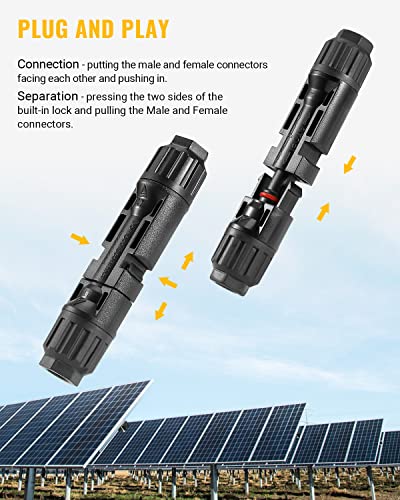 BougeRV 12 PCS Solar Connectors with Spanners Solar Panel Cable Connectors 6 Pairs Male/Female(10AWG)