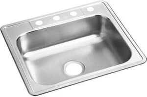 elkay d125214 dayton single bowl sink with four holes, stainless steel