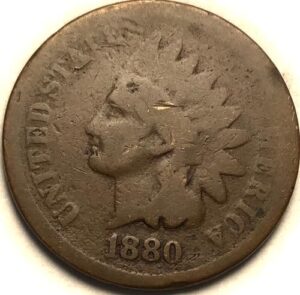 1880 p indian head cent penny seller good