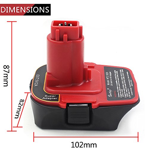 waitley Battery Adapter for Dewalt DCA1820 18V-20V Converter with USB Port Function Compatible with DC9096 DE9096