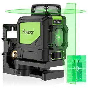 huepar 901cg self-leveling laser level, 360 green beam cross line laser tool, alignment 360-degree horizontal line with pluse mode, magnetic pivoting base included