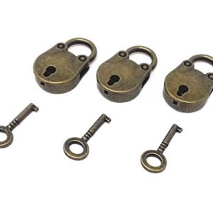 Honbay 3pcs Vintage Antique Style Mini Archaize Padlocks Key Lock with Key