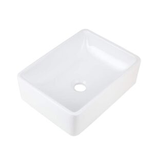 aweson 16"x12" rectangular ceramic vessel sink, vanity sink, above counter white countertop sink, art basin wash basin for lavatory vanity cabinet